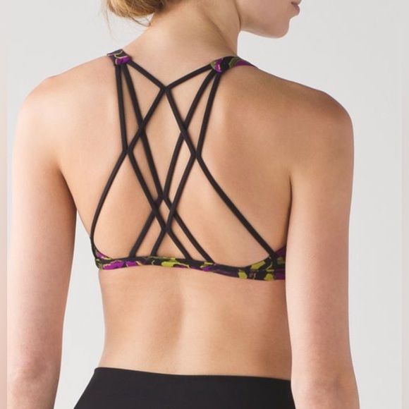 Lululemon Free To Be Zen Bra in Mini Boom Bloom Chartreuse Green Aurora / Black - Picture 3 of 10